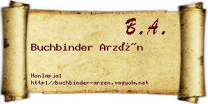 Buchbinder Arzén névjegykártya
